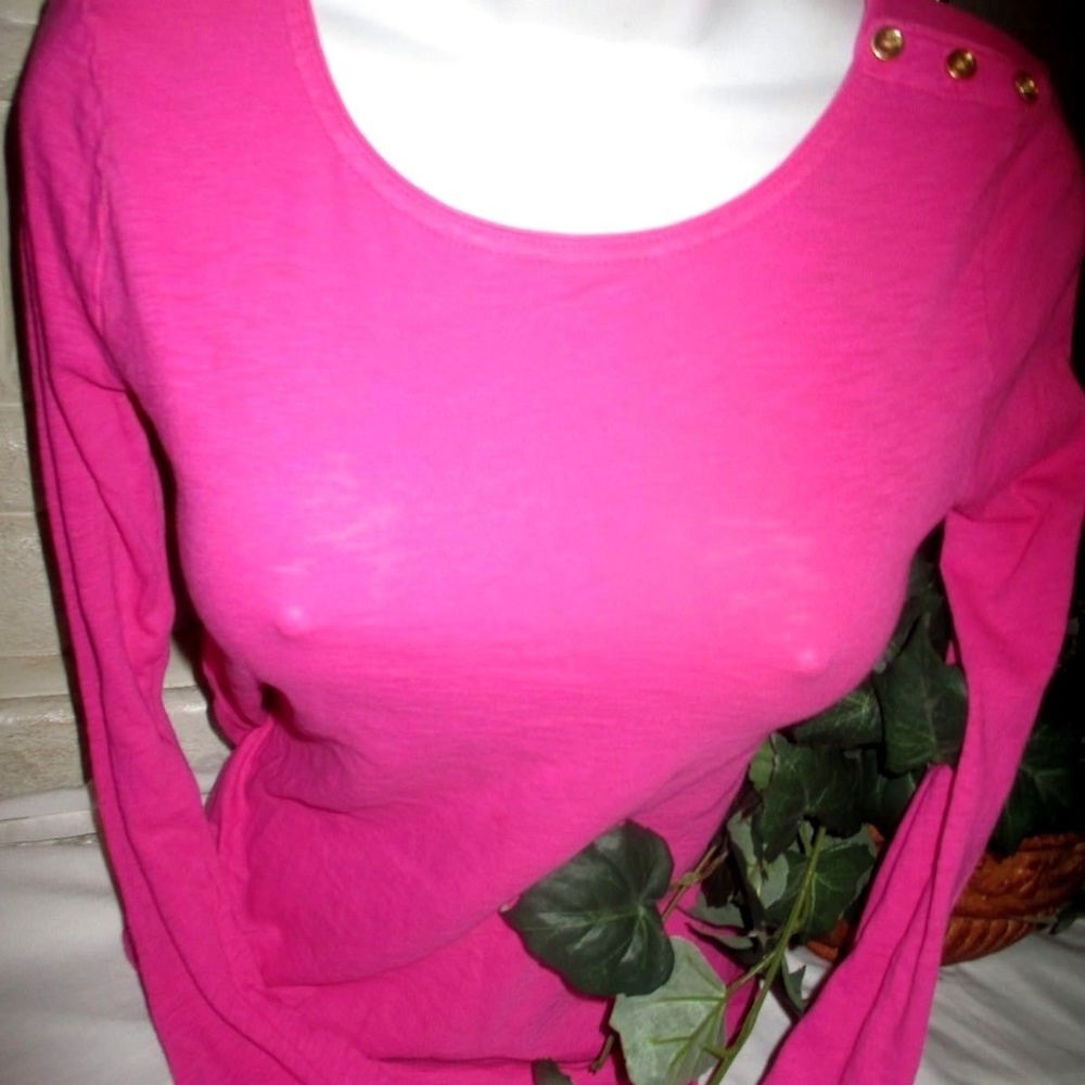 j.CREW pink long sleeve knit top button S